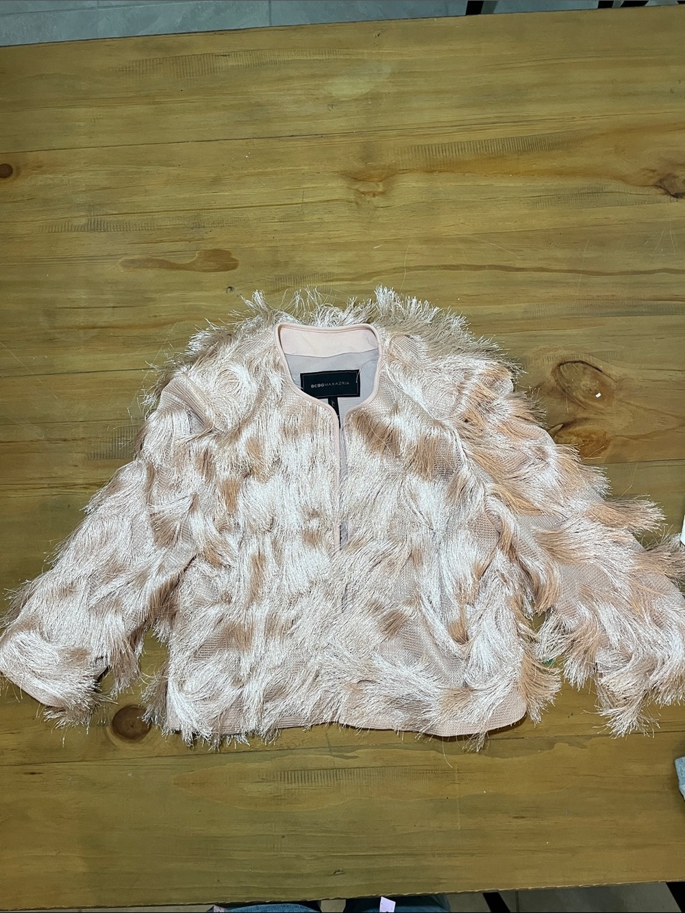 BCBGMaxAzria Blush Fringe Jacket